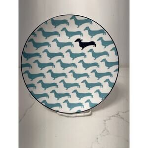 Kate Spade Lenox Wickford Turquoise Dachshund Plate 8.5" Discontinued Rare